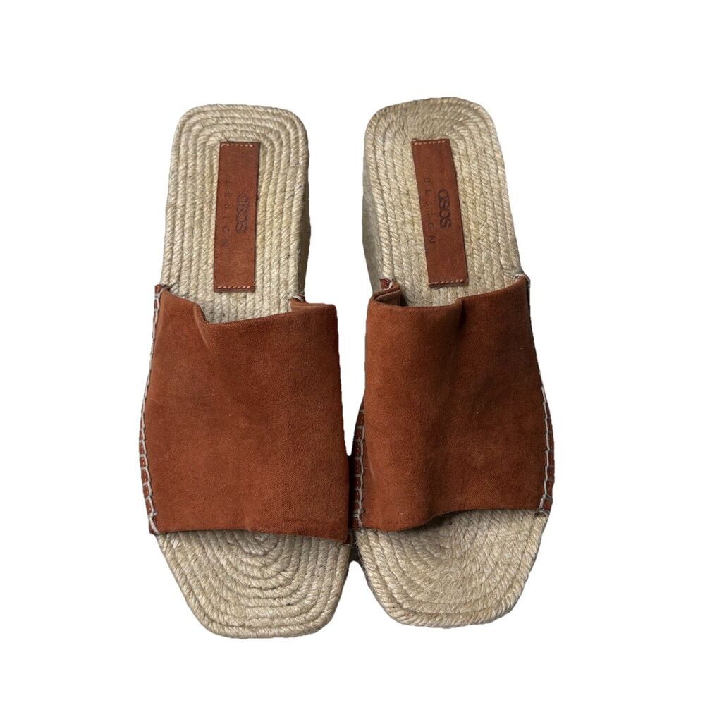 ASOS Design Jolly Knotted Beige Faux Suede Crossover Espadrille Flats Size 9